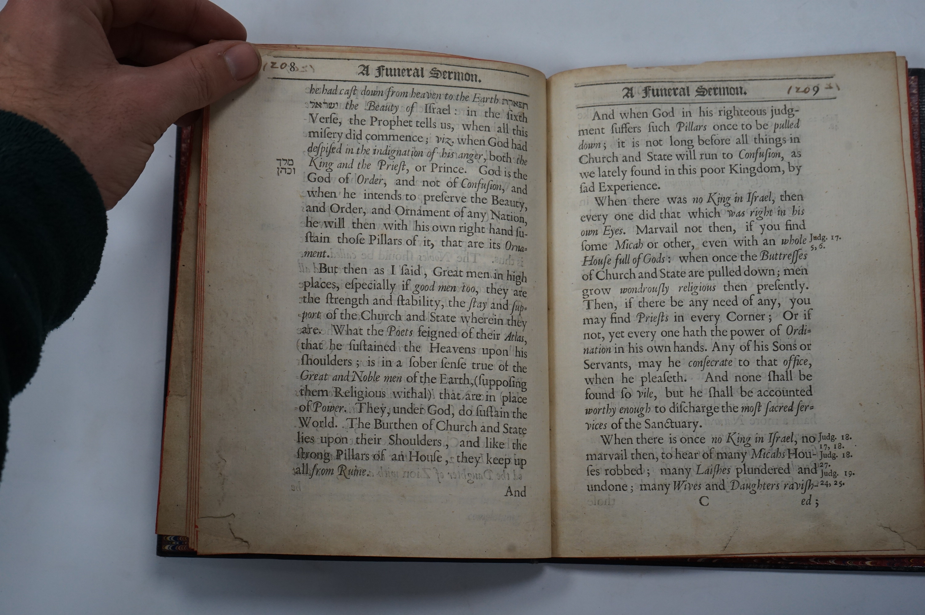 Reyner, Samuel. - A Sermon Preached at the Funeral of the Right Honourable Denzell Lord Holles, Baron Holles of Ifield, Sussex..London, William Churchill, 1680, 28pp, later full morocco.